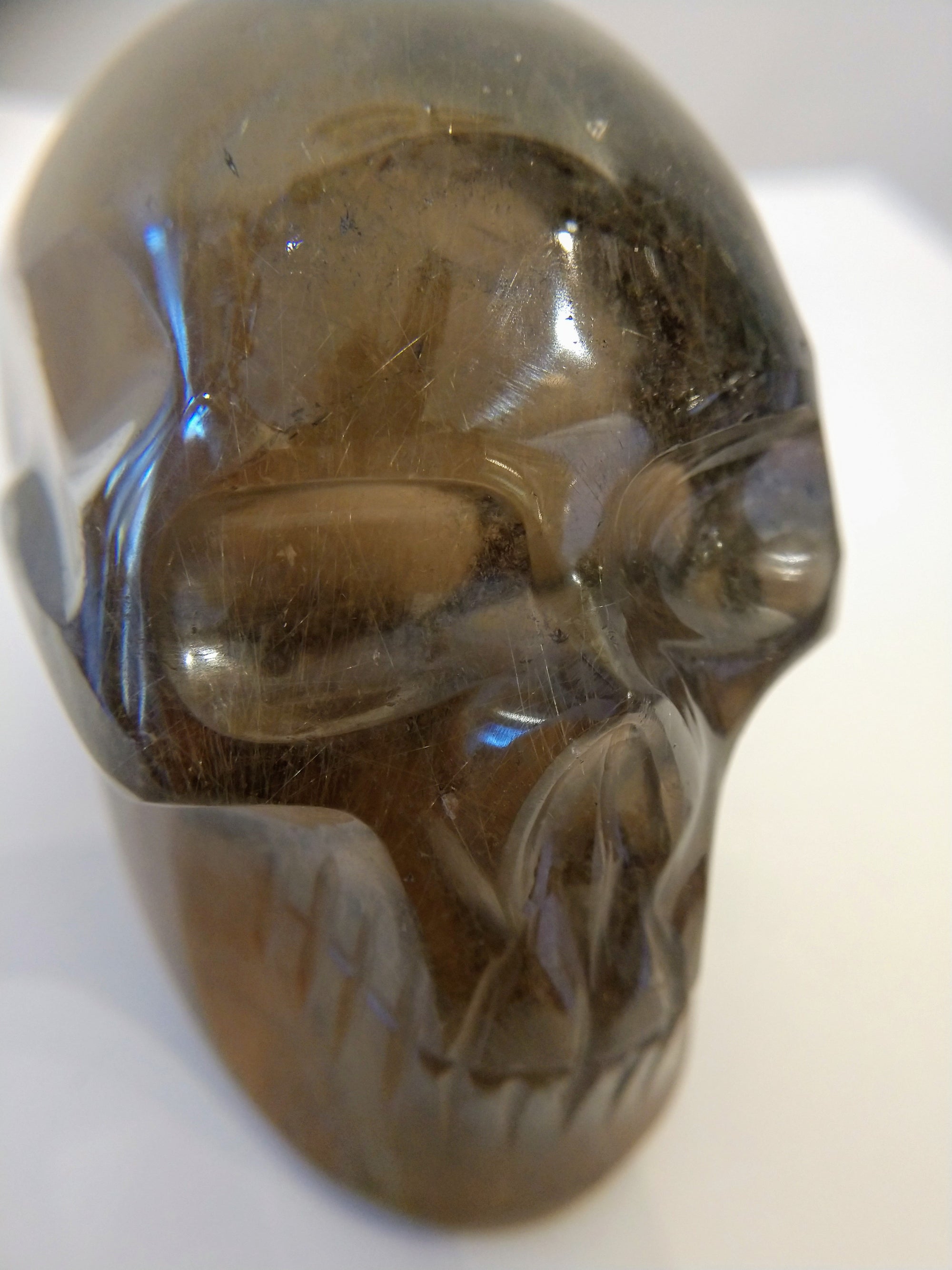 Rutilated Smoky Quartz Skull