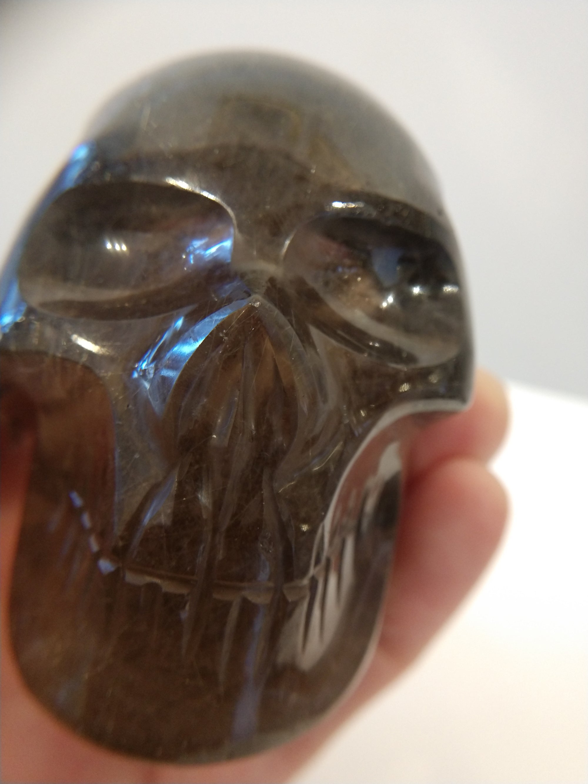 Rutilated Smoky Quartz Skull