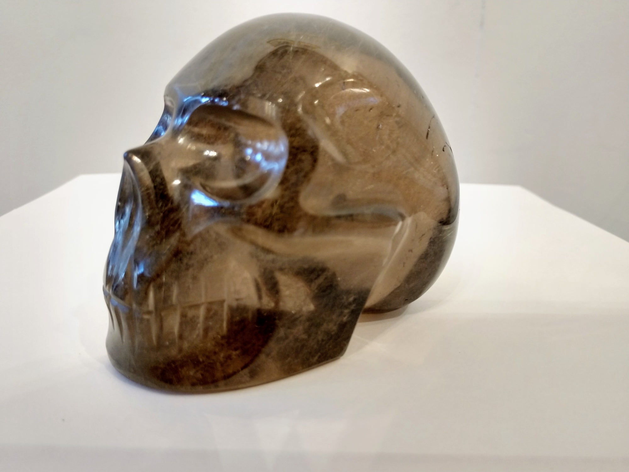 Rutilated Smoky Quartz Skull