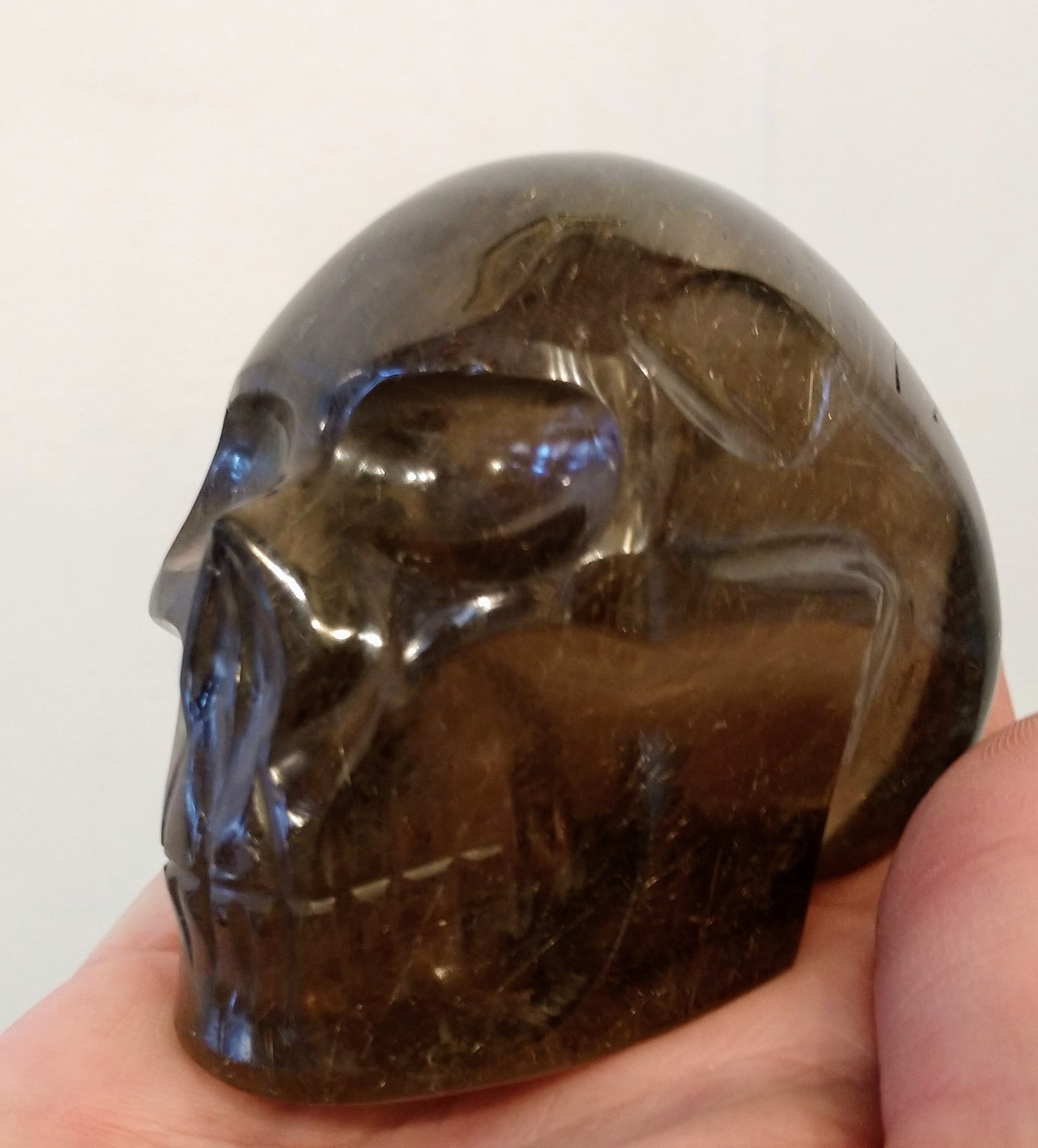 Rutilated Smoky Quartz Skull