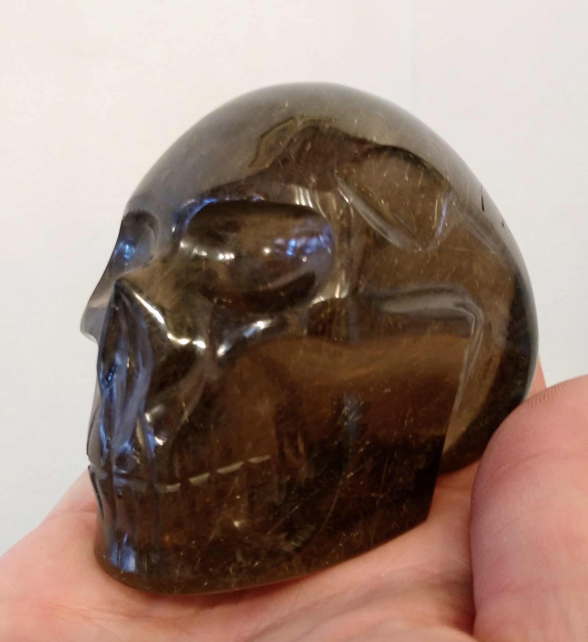 Rutilated Smoky Quartz Skull