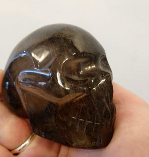 Rutilated Smoky Quartz Skull