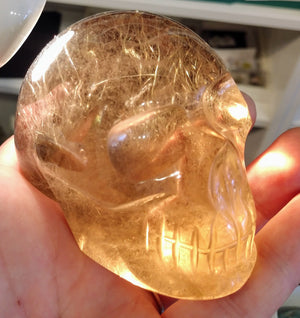 Rutilated Smoky Quartz Skull