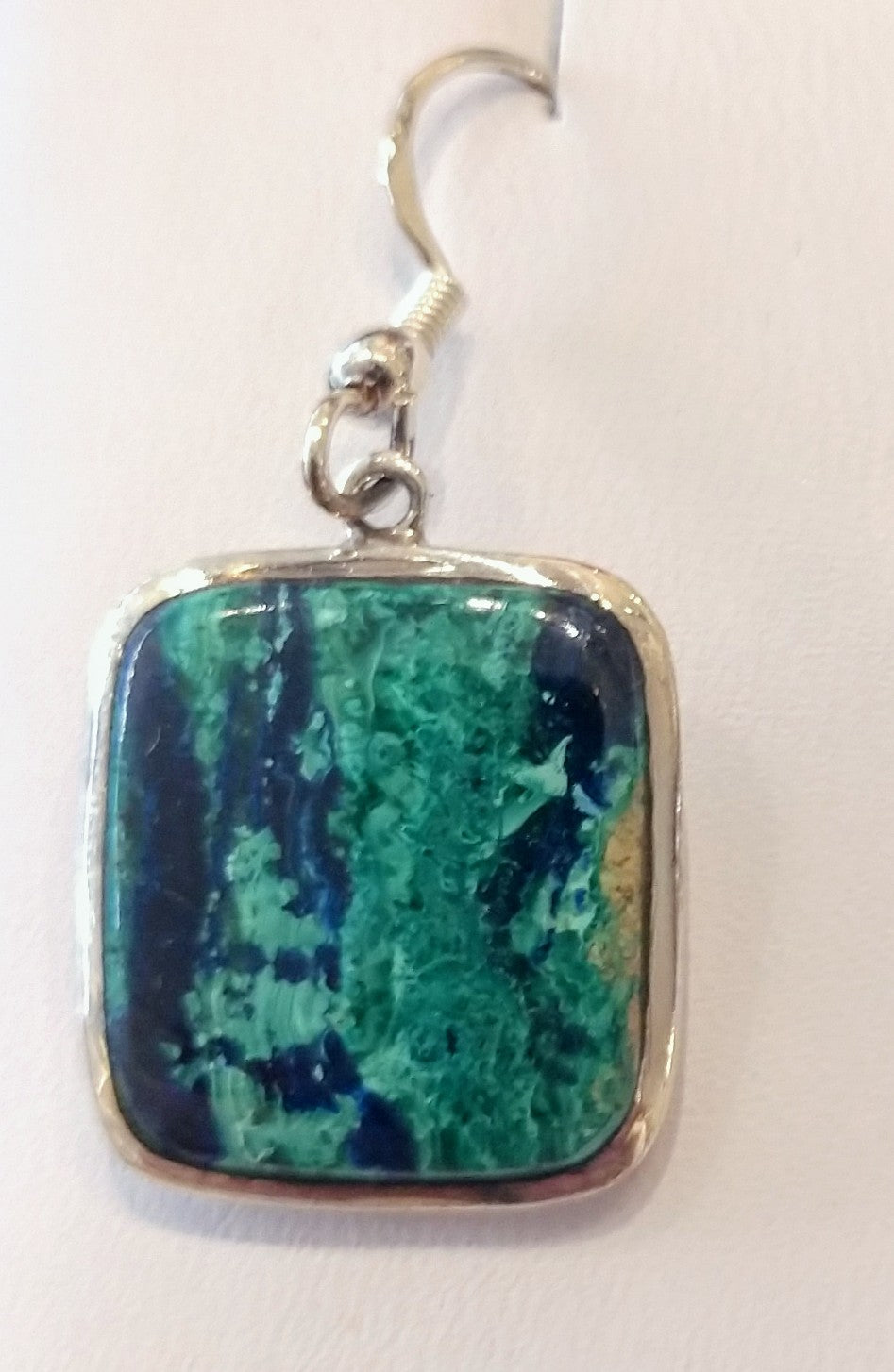 Malachite and azurite earrings in sterling silver setting