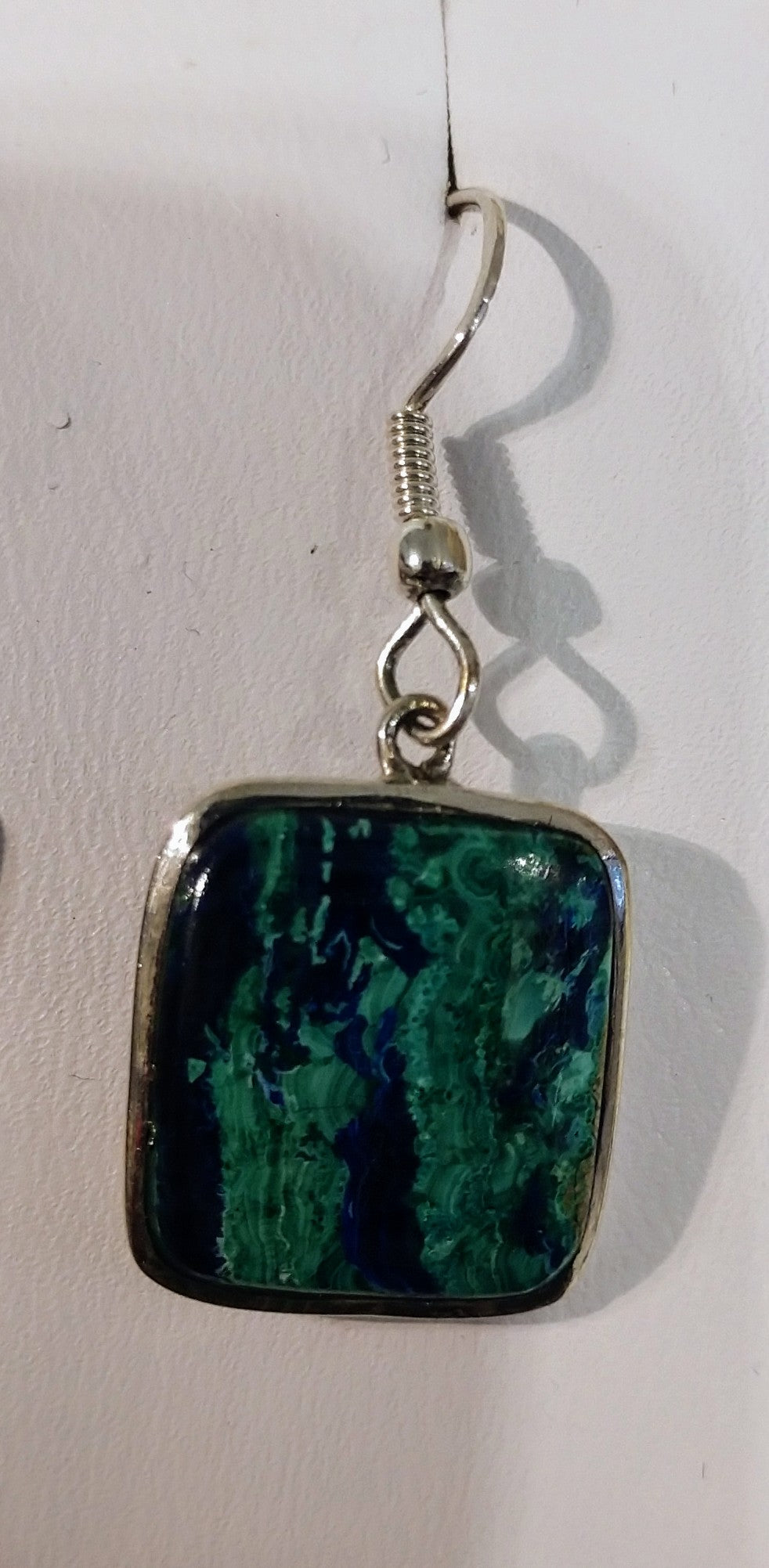 Malachite and azurite earrings in sterling silver setting