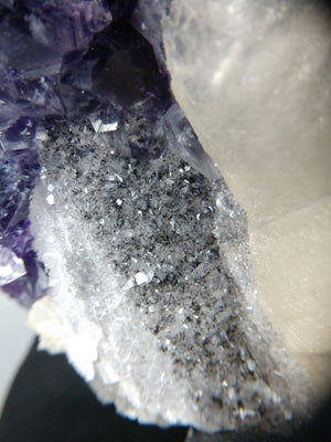 Amethyst w/ calcite formation on custom rotating metal stand