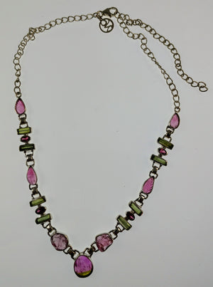 Bi-color tourmaline necklace in sterling silver