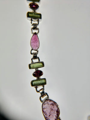 Bi-color tourmaline necklace in sterling silver