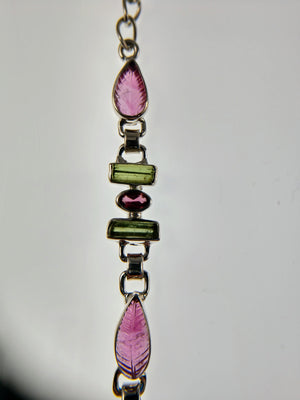 Bi-color tourmaline necklace in sterling silver