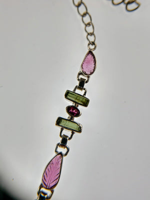 Bi-color tourmaline necklace in sterling silver