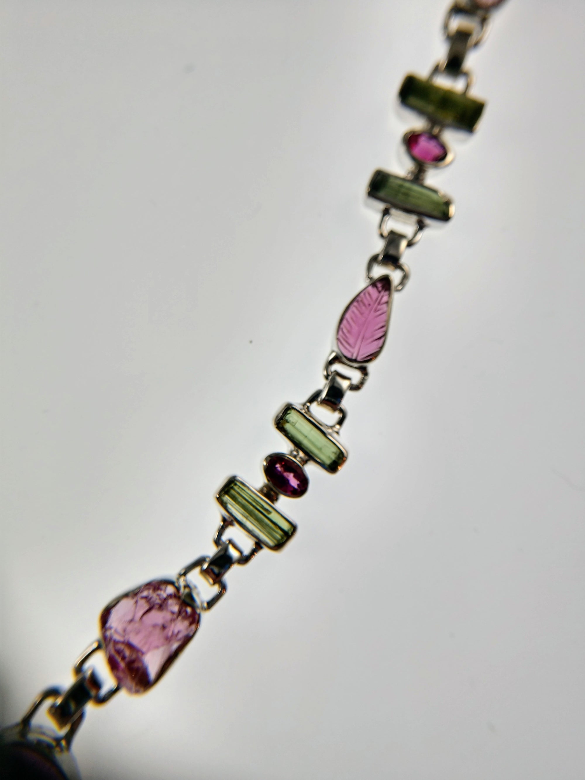 Bi-color tourmaline necklace in sterling silver