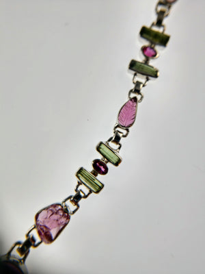 Bi-color tourmaline necklace in sterling silver