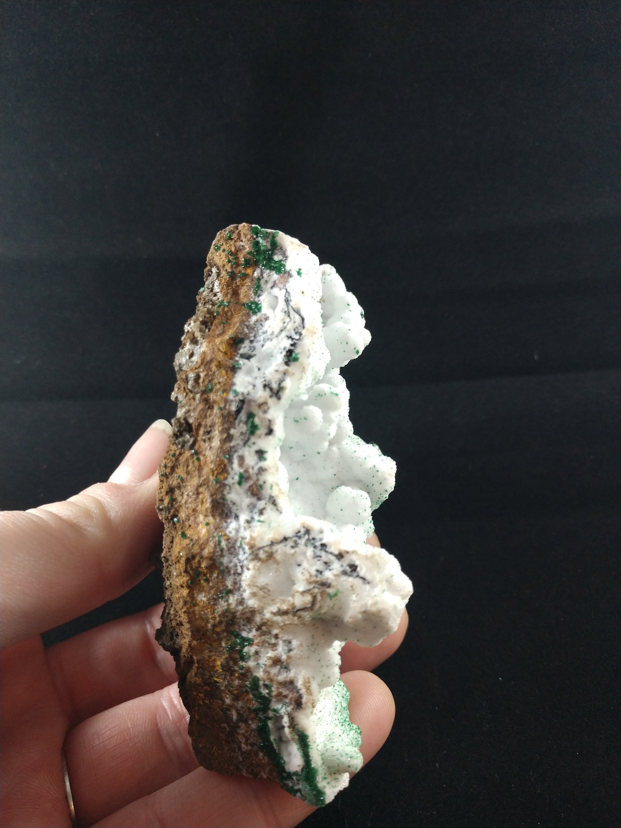 Druzy Quartz with Malachite