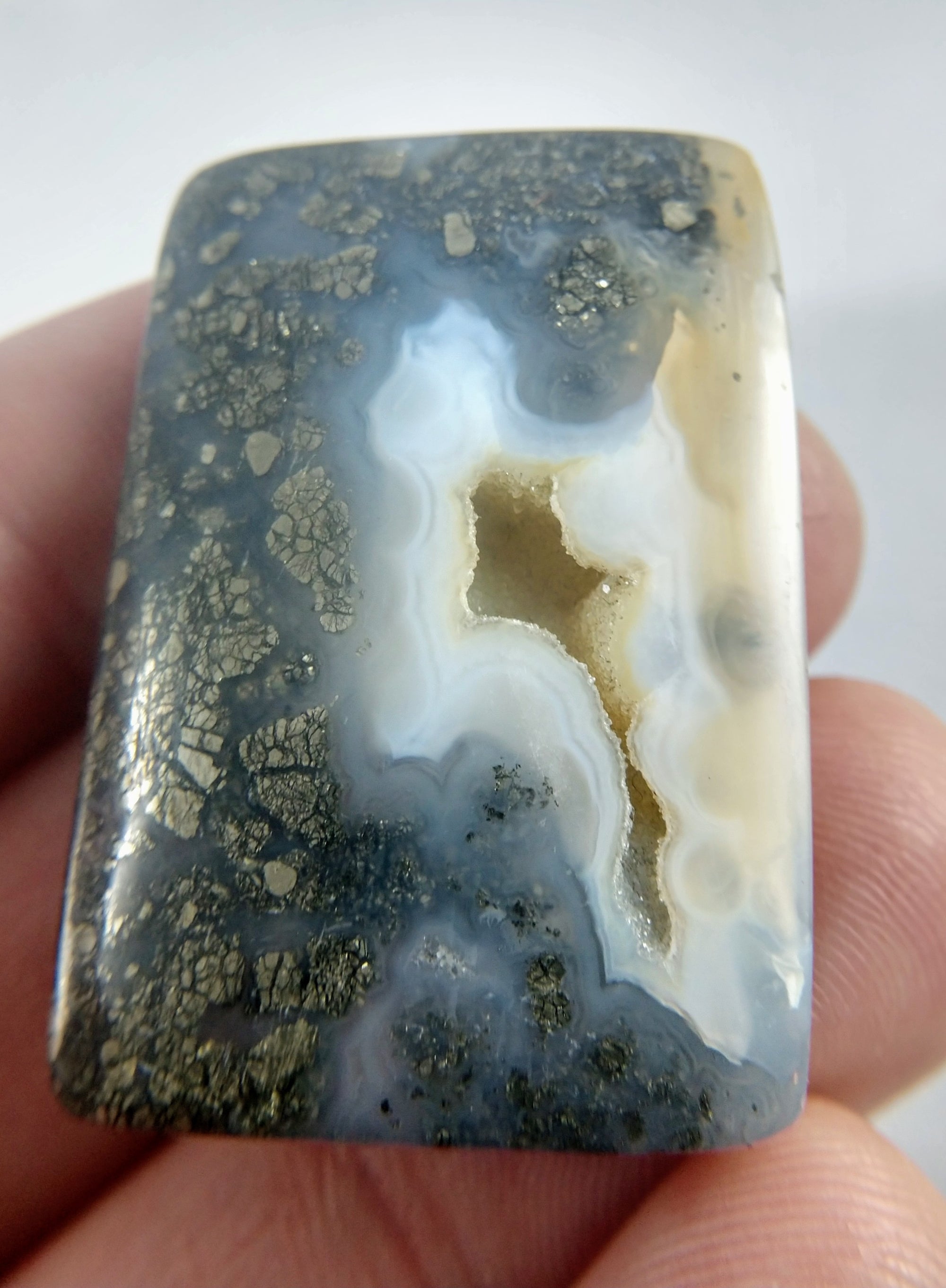 Pyritized Agate Cabochon