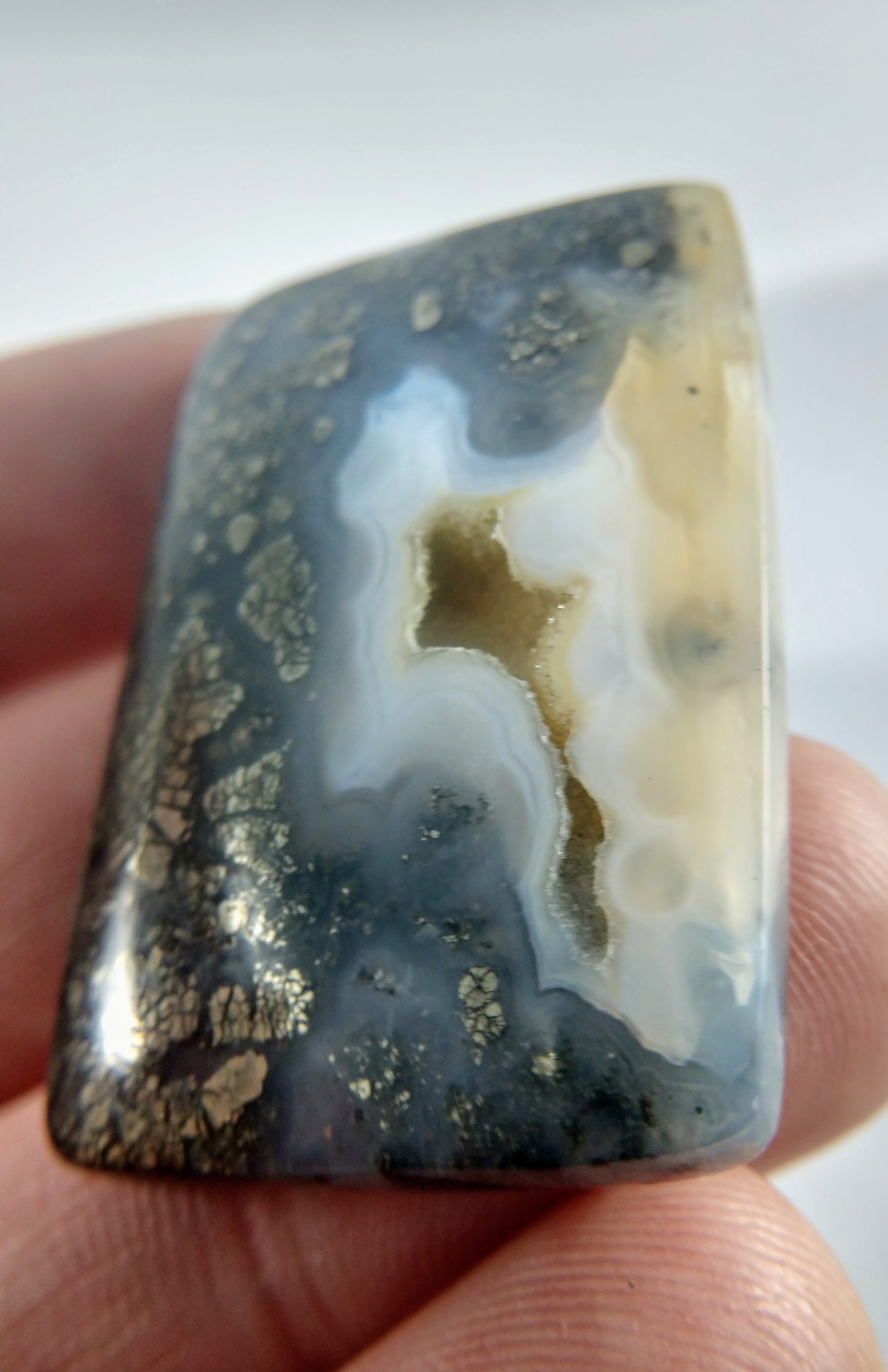 Pyritized Agate Cabochon