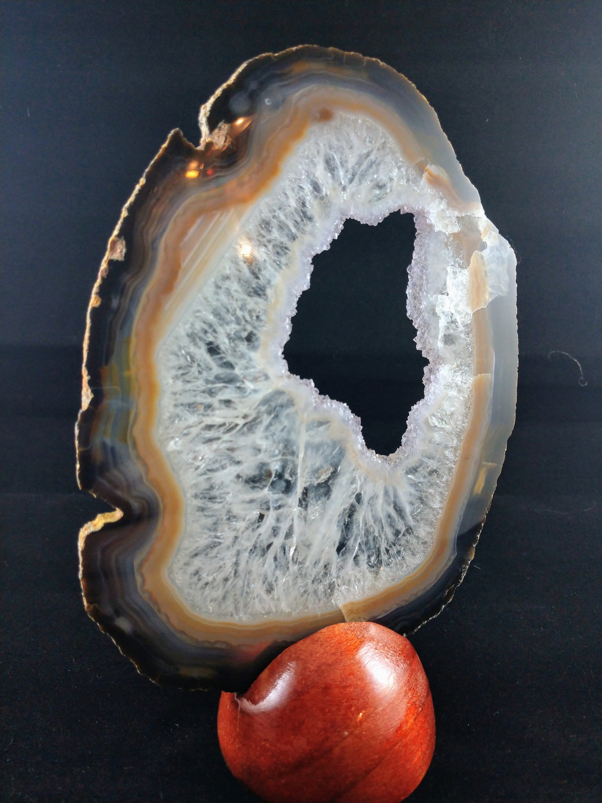 Agate Slice with Wooden Display Stand