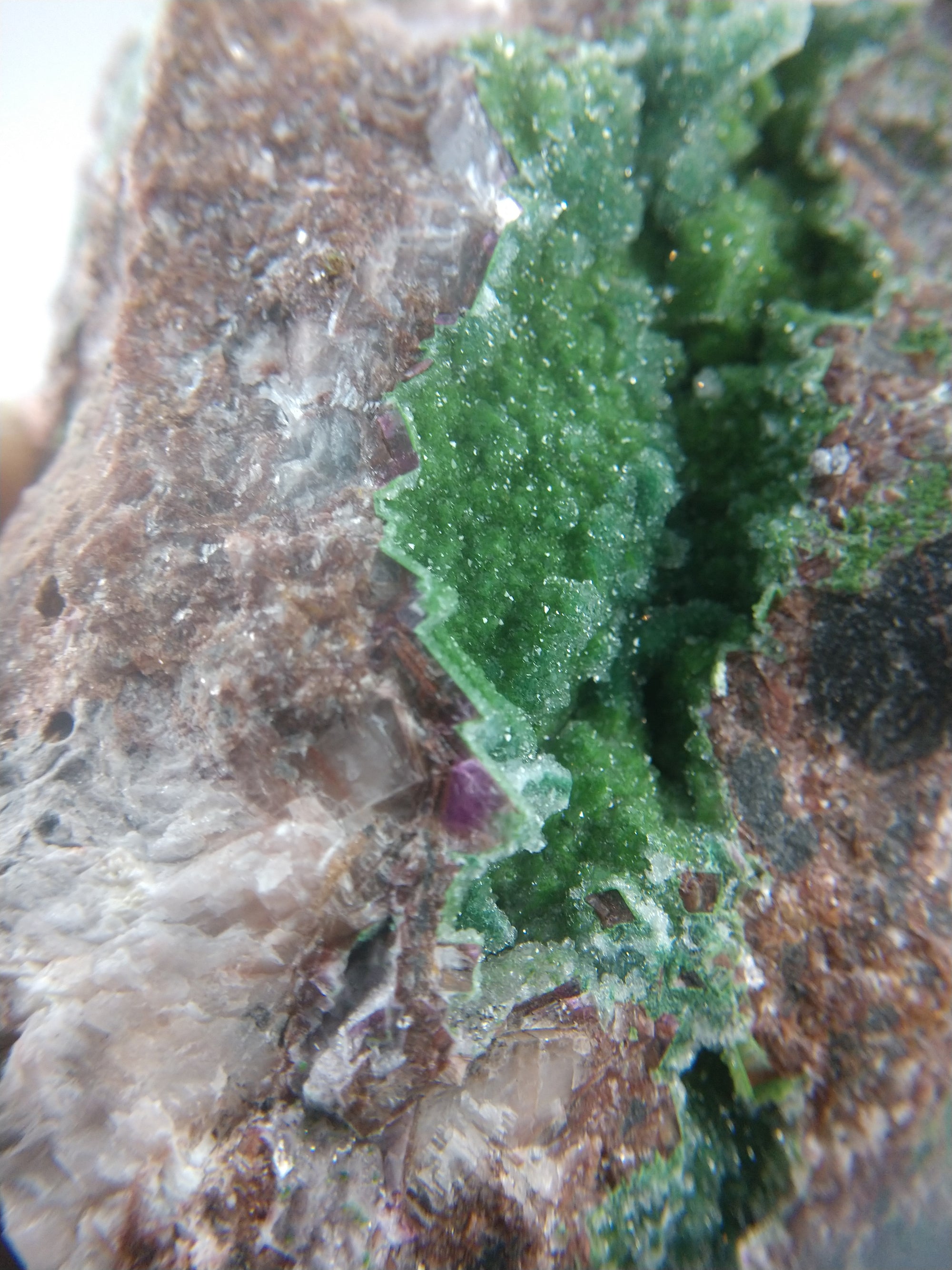Conichalcite with quartz and calcite