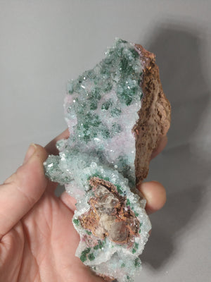 Quartz with Malachite and Spherocobaltite