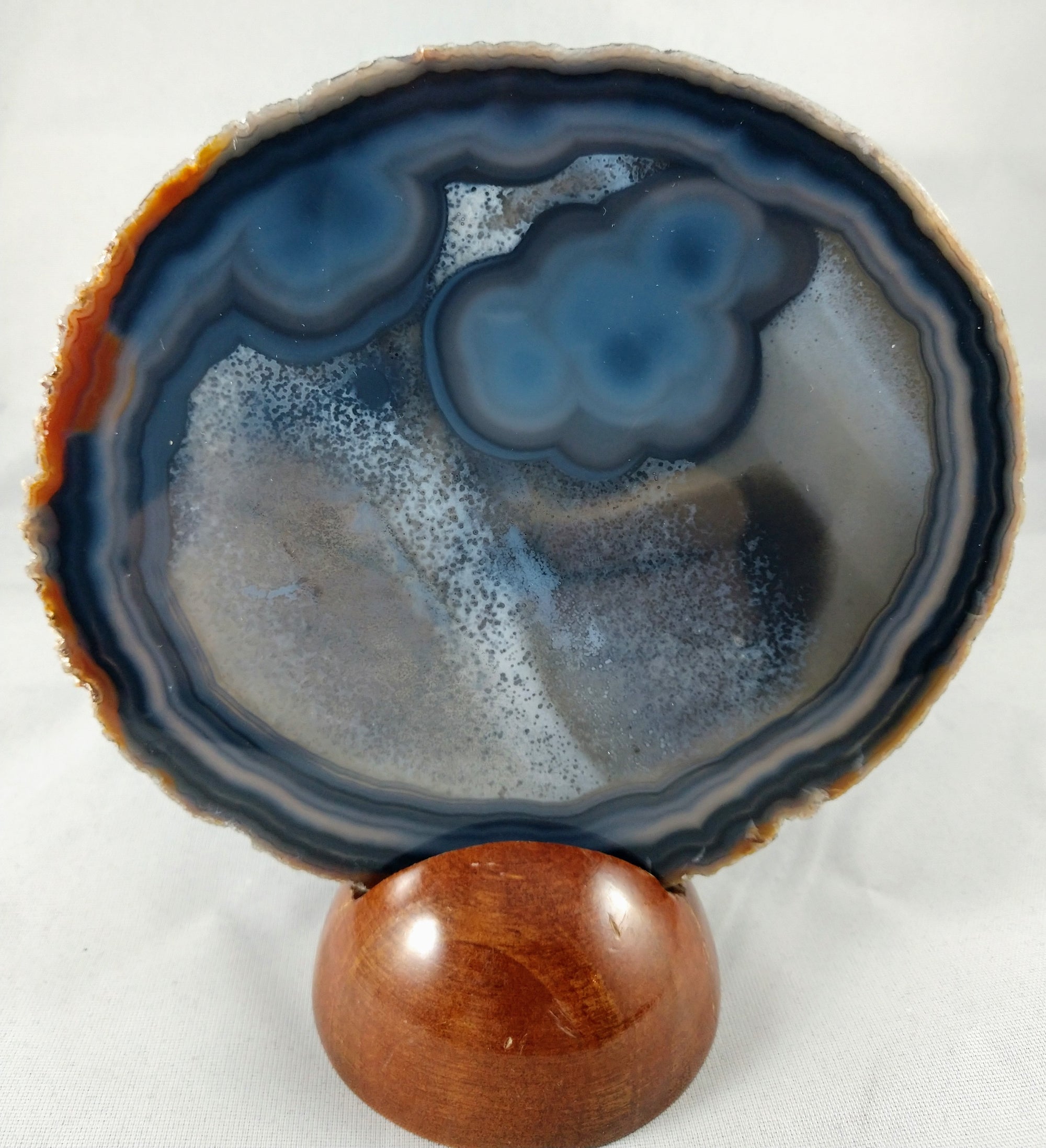 Agate Slice with Wooden Display Stand