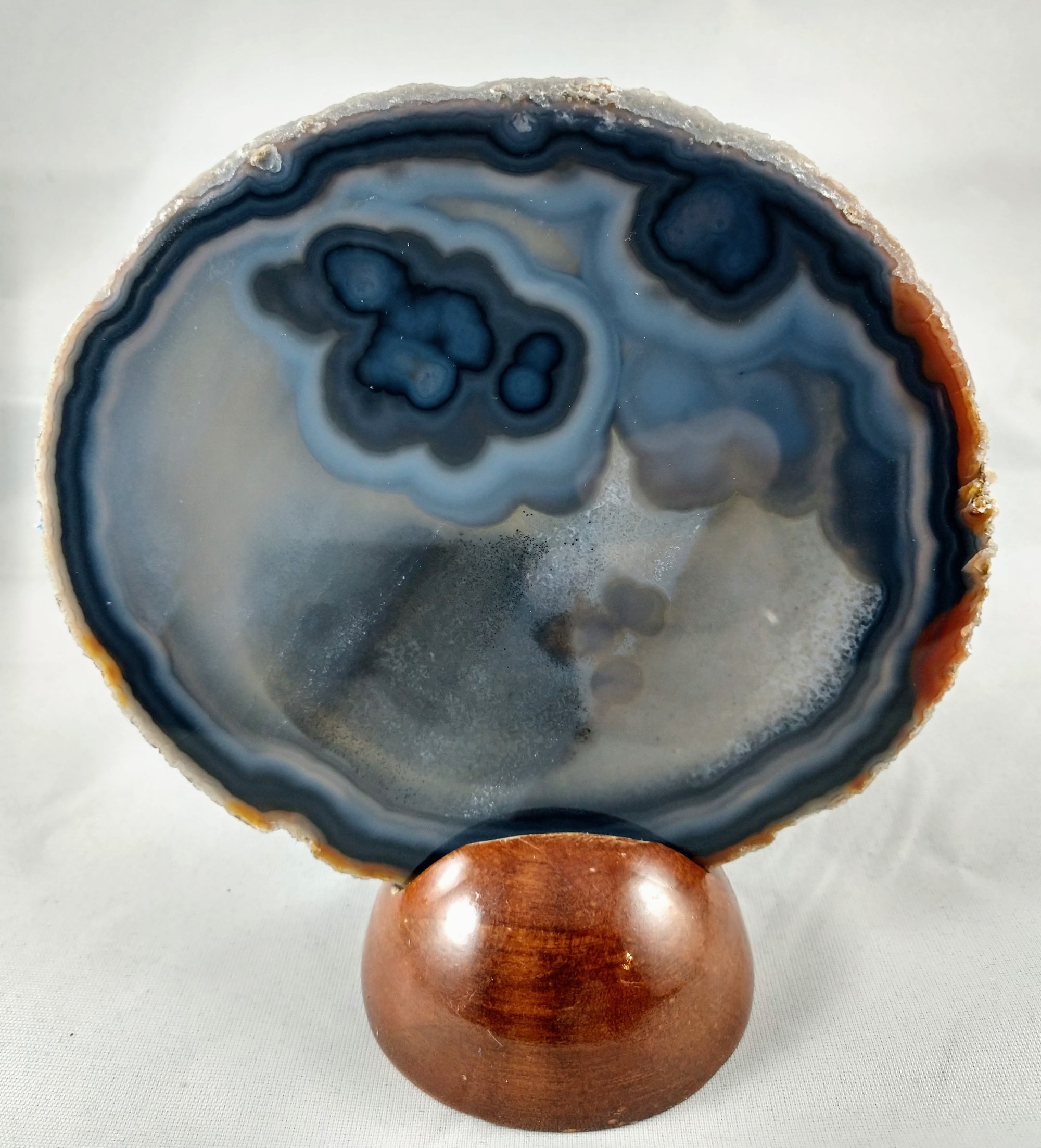 Agate Slice with Wooden Display Stand