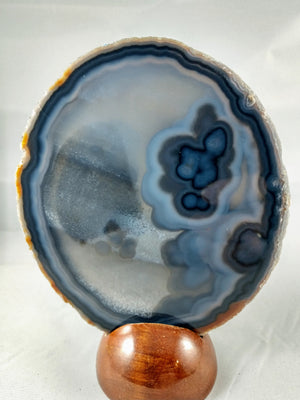 Agate Slice with Wooden Display Stand