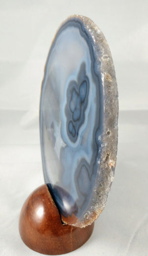 Agate Slice with Wooden Display Stand