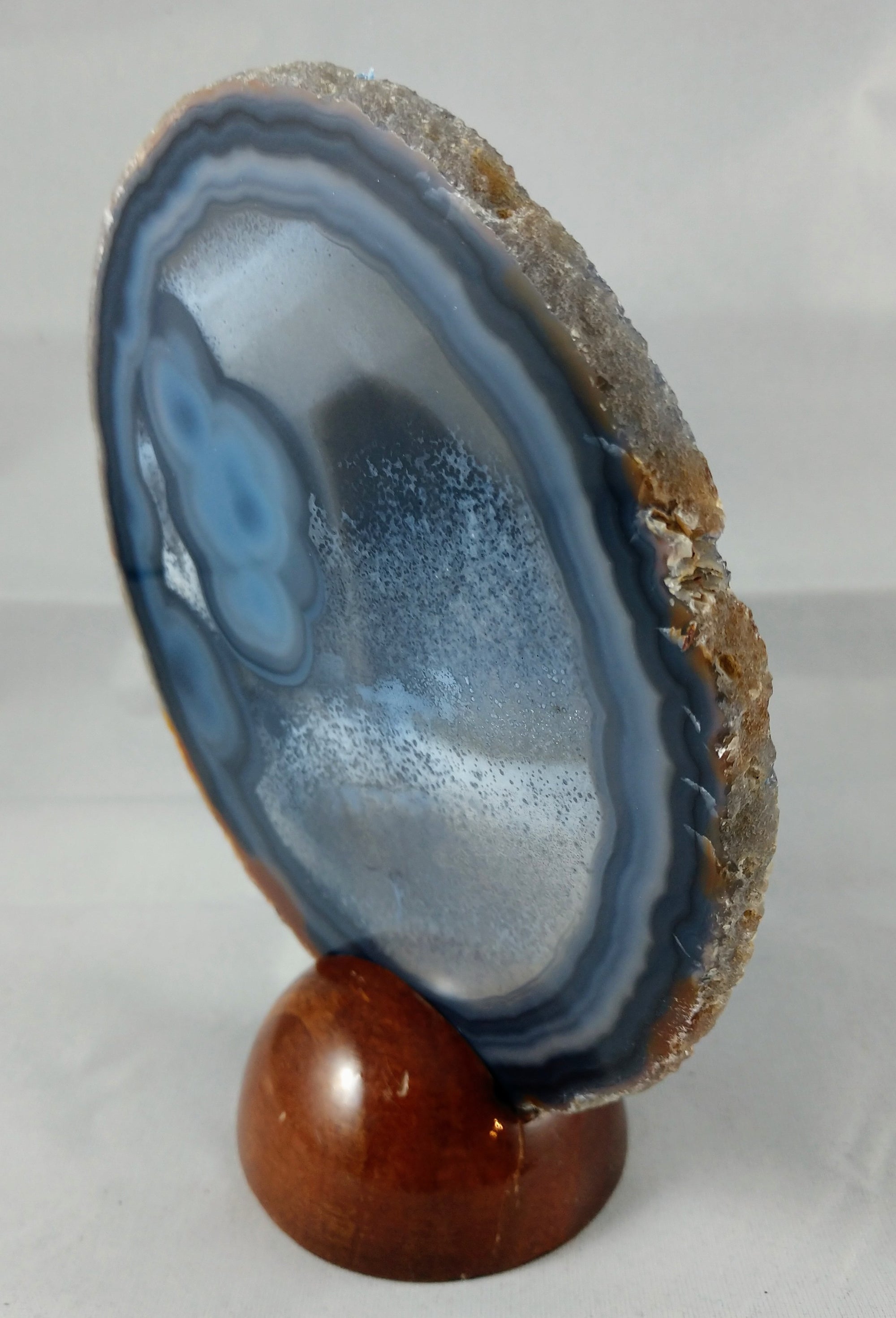 Agate Slice with Wooden Display Stand