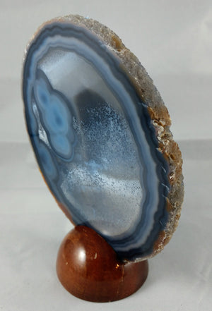 Agate Slice with Wooden Display Stand