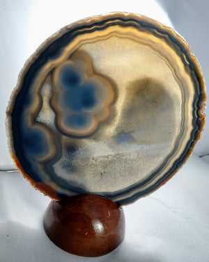 Agate Slice with Wooden Display Stand