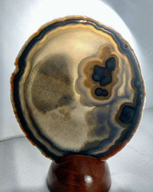 Agate Slice with Wooden Display Stand