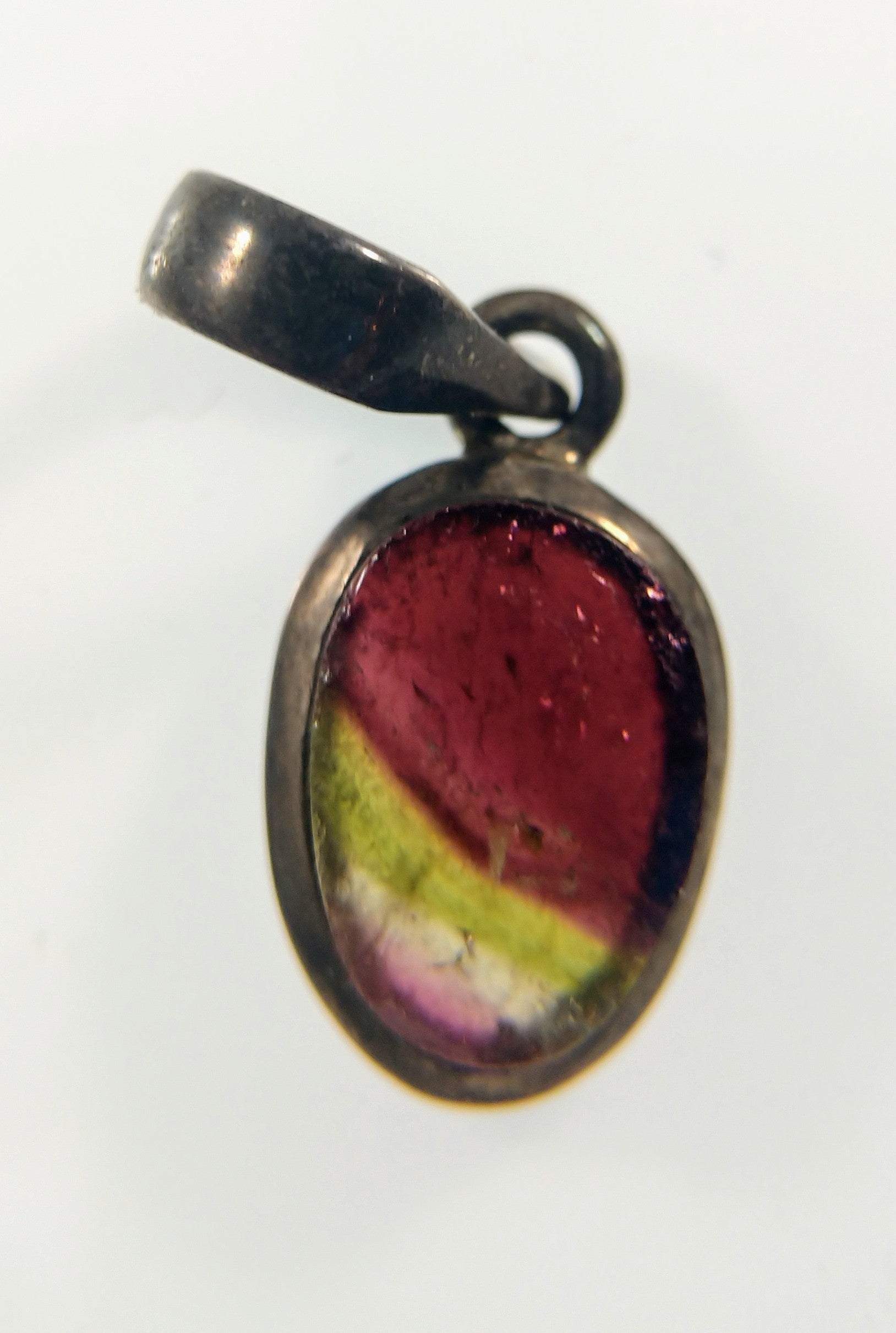 Watermelon Tourmaline Pendants in Sterling Silver