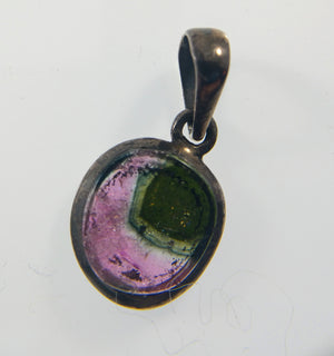 Watermelon Tourmaline Pendants in Sterling Silver