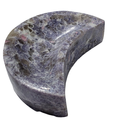 Lepidolite and Pink Tourmaline Moon-Shaped Bowl (Madagascar)