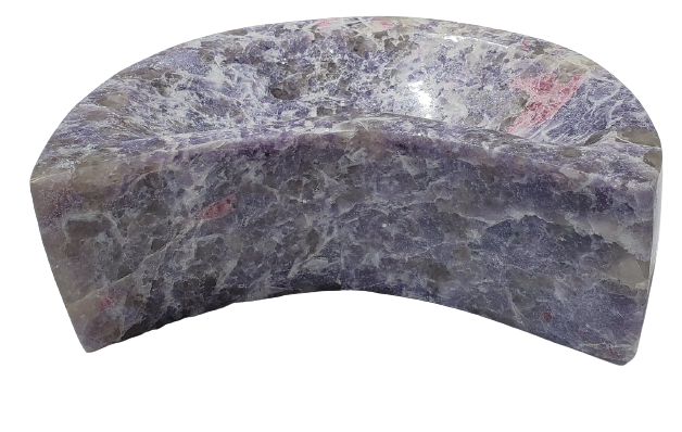 Lepidolite and Pink Tourmaline Moon-Shaped Bowl (Madagascar)