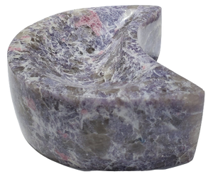 Lepidolite and Pink Tourmaline Moon-Shaped Bowl (Madagascar)