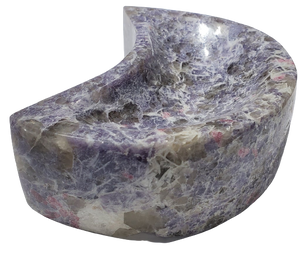 Lepidolite and Pink Tourmaline Moon-Shaped Bowl (Madagascar)