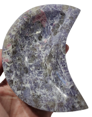 Lepidolite and Pink Tourmaline Moon-Shaped Bowl (Madagascar)