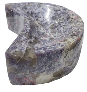 Lepidolite and Pink Tourmaline Moon-Shaped Bowl (Madagascar)