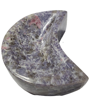Lepidolite and Pink Tourmaline Moon-Shaped Bowl (Madagascar)