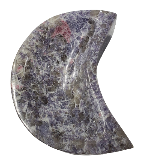 Lepidolite and Pink Tourmaline Moon-Shaped Bowl (Madagascar)