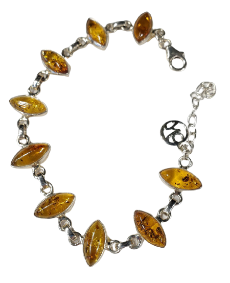 Amber and Sterling Silver Bracelet