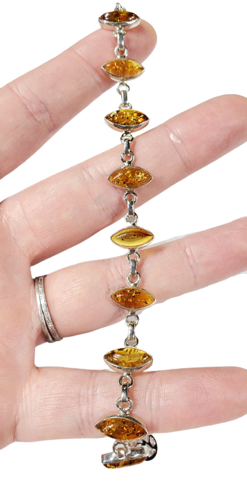 Amber and Sterling Silver Bracelet