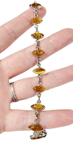 Amber and Sterling Silver Bracelet