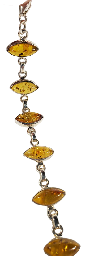 Amber and Sterling Silver Bracelet