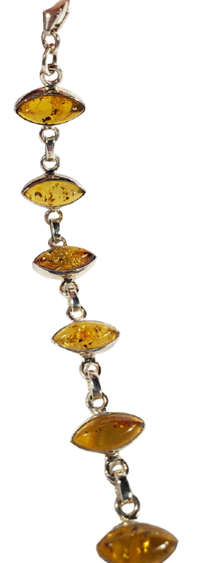 Amber and Sterling Silver Bracelet