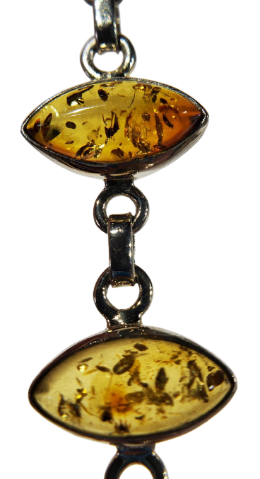 Amber and Sterling Silver Bracelet