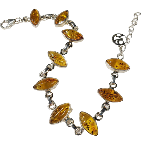 Amber and Sterling Silver Bracelet