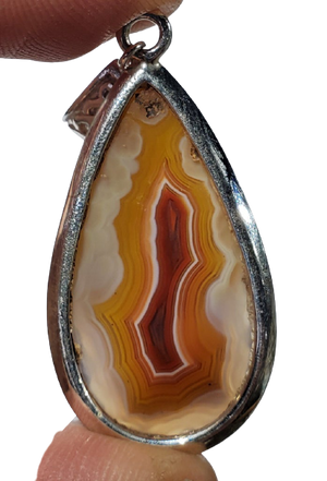 Faceted Agate Pendant w/ Chain