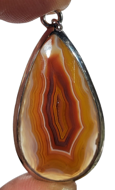 Faceted Agate Pendant w/ Chain