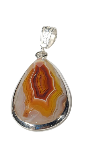 Faceted Agate Pendant w/ Chain